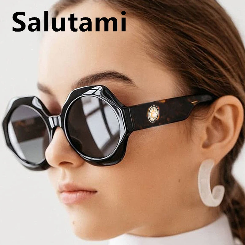 Большие уникальные квадратные многоугольные солнцезащитные очки для женщин в