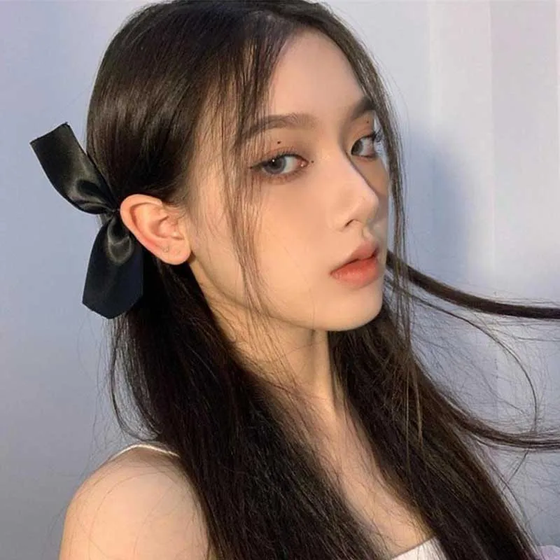 

2pcs Black White Ribbon Hair Bows Clips Vintage Bowknot Side Hairpin Cute Girls Barrettes Headdress Hair Accessories for Women