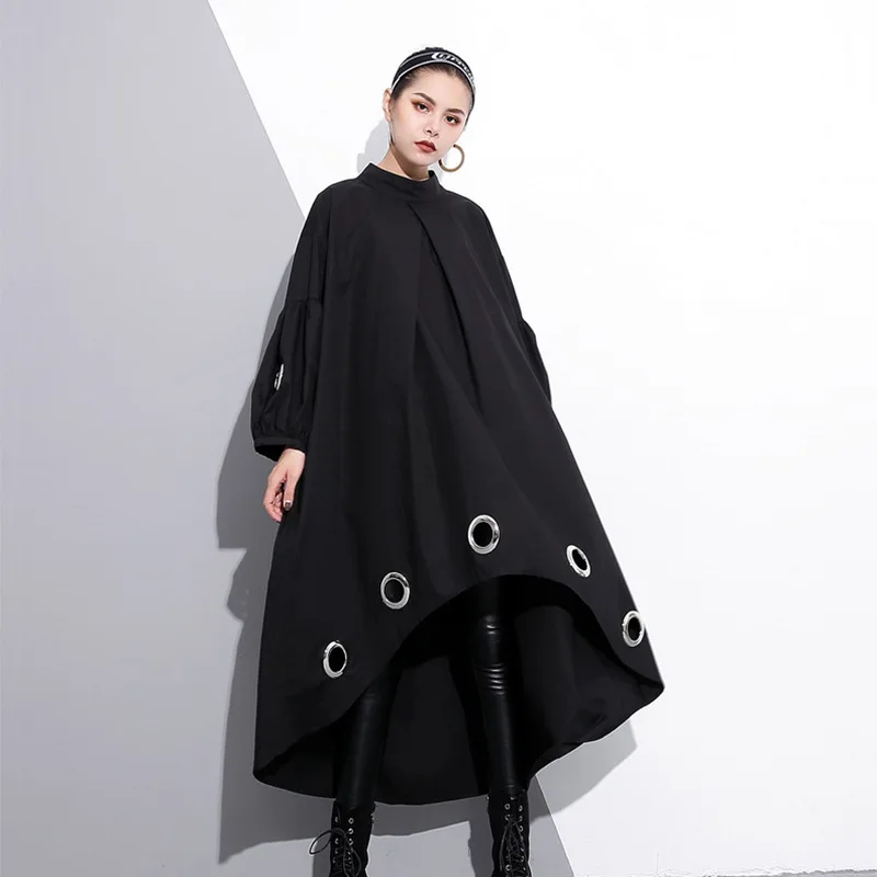 Женское платье Новинка весна-осень 2019 короткое спереди сзади с длинным рукавом