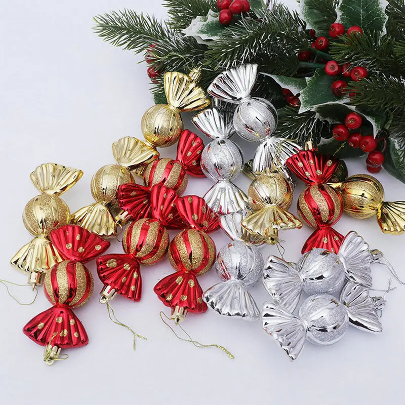 

2022 Christmas Decoration Electroplate Candy Props Chrismas Tree Pendant Window Counter Decor Colorful Party Widget Gift