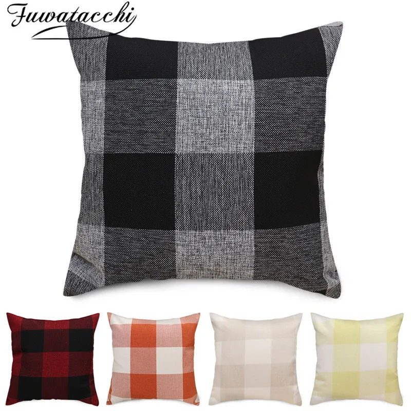 Fuwatacchi Blended Cushion Cover Various Colors of Plaid Pattern Pillow for Home Chair Sofa Decorative Pillowcases 45x45cm | Дом и сад