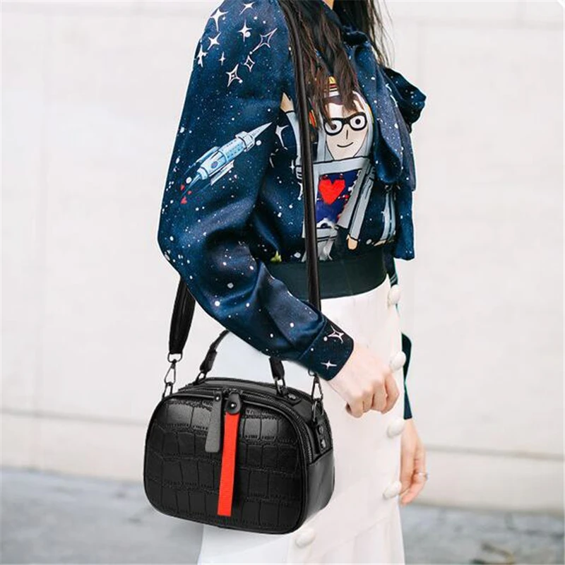 

2020 Newleisure Pu Leather Messenger Women Bag Ladies Shoulder Bags Contrast Color Zipper Lattice Crossbody Bags Rivet Handbags