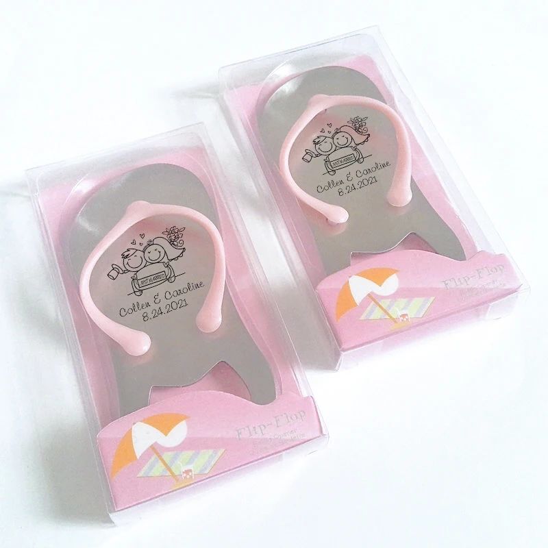 30x пляжные свадебные сувенирные розовые сандалии шлепанцы открывалка для