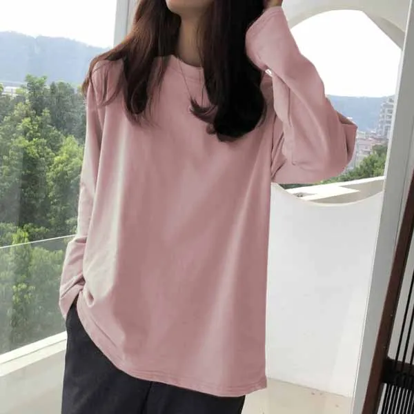 MaY 3352 fen Harajuku Vintage t shirt Ulzzang Girlfriends kawaii rainbow stripe t-Shirts autumn Women Casual Loose long Sleeve pink Top Femme - Цвет: MaY 3352 fen