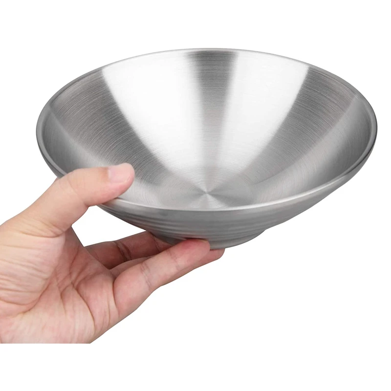 2-Piece Double Layer Ramen Noodle Soup Bowl 304 Stainless Steel for Udon Soba Pho Pasta Salad Cereal (9.5-Inch) | Дом и сад