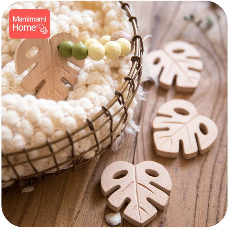 Деревянный Браслеты деревянный жевательный Прорезыватель крючком бусины Woo