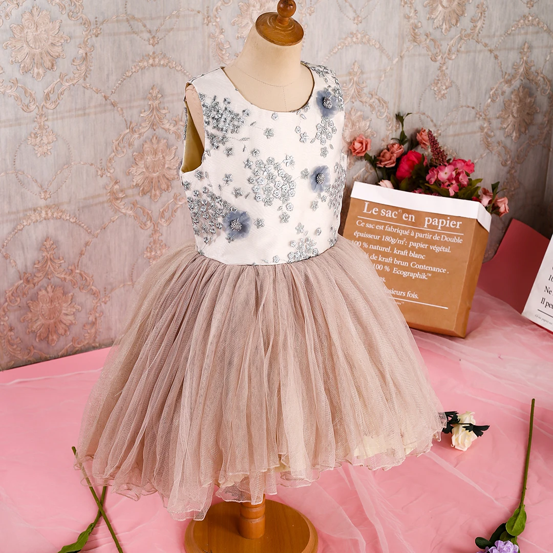 Симпатичная одежда От 6 до 13 лет платье с цветочным узором для девочек фатиновой