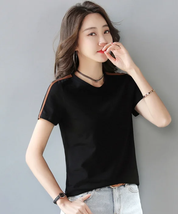 

Short-sleeved T-shirt fashion round neck women's T-shirt top White