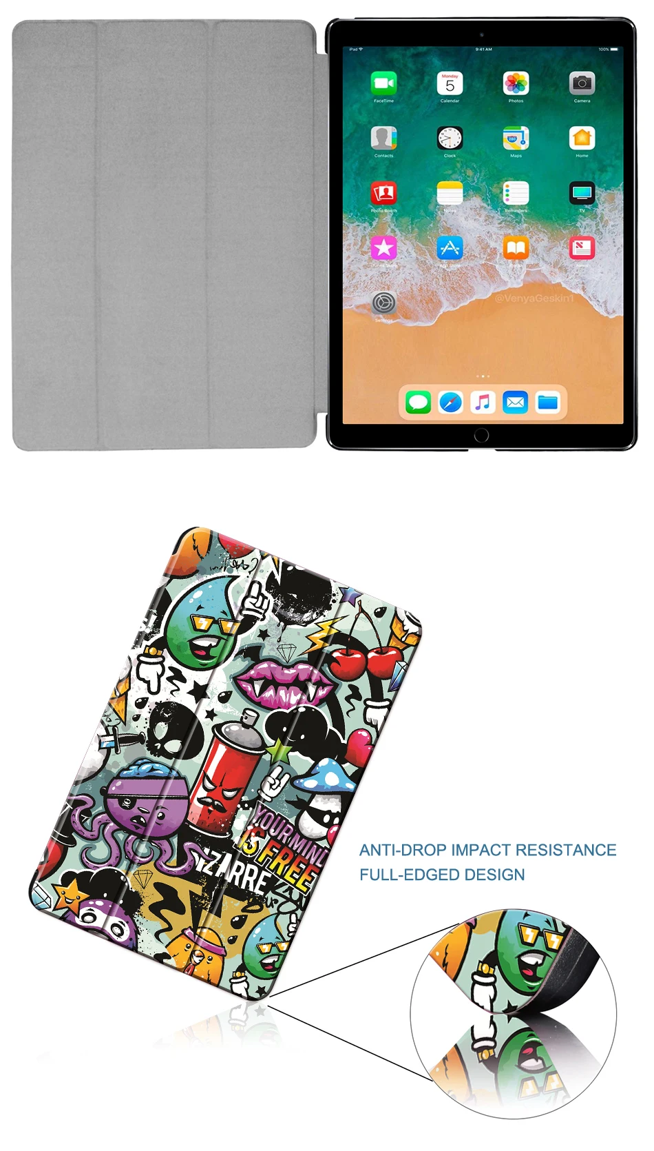 MTT граффити из искусственной кожи чехол для iPad Pro 12,9 дюйма планшет чехол для iPad Pro 12," Coque Fundas A1584 A1652 A1670