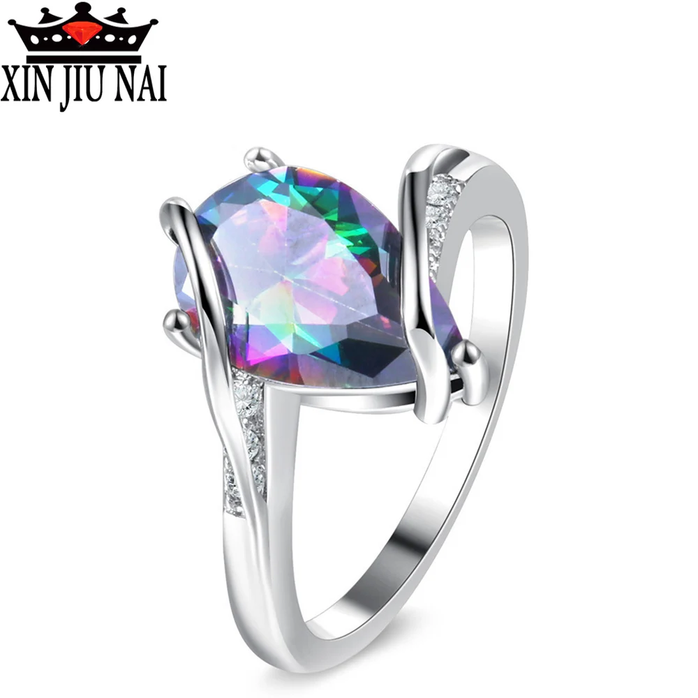 Кольцо с цирконом в форме капли воды модные кольца вечерние для женщин красочное