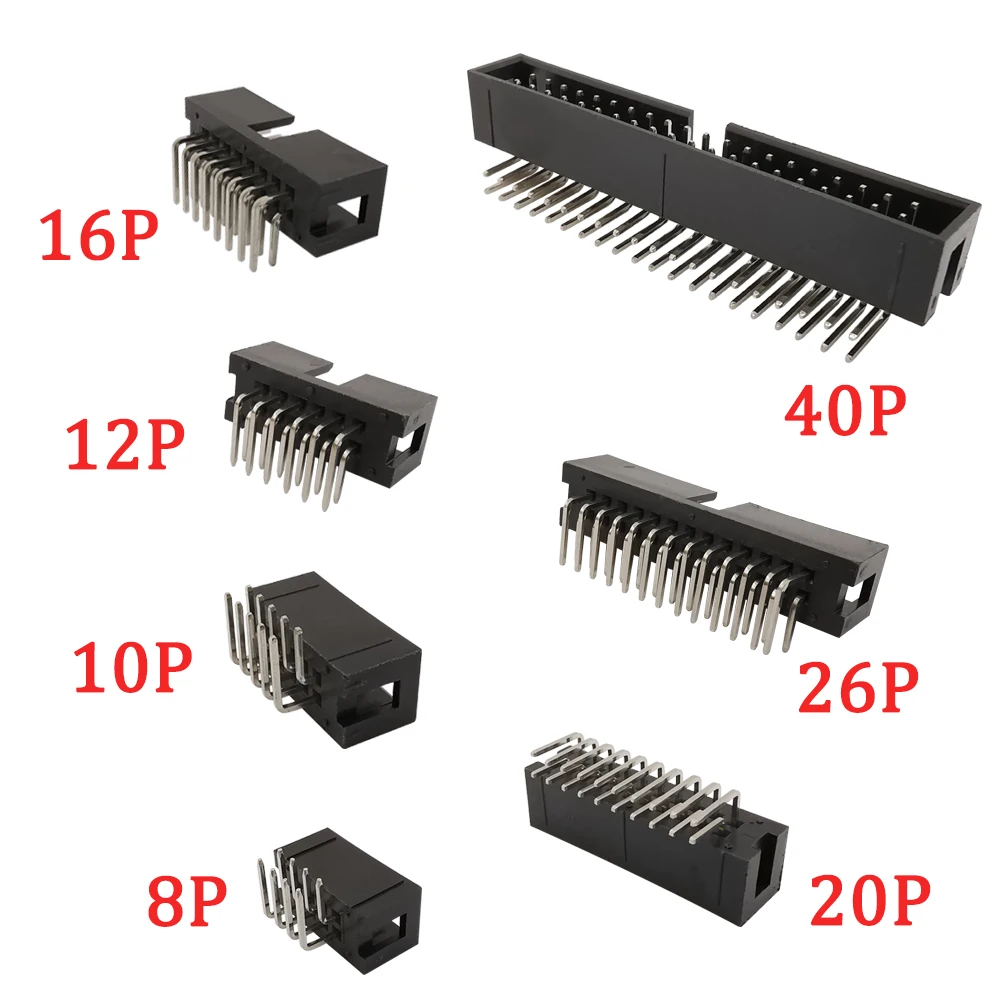 50Pcs DC3 Male IDC Box Headers 2.54mm Pitch ISP JTAG Socket Connector 8/10/14/16/20/26/30/34/40/50 Pin Right Angle Double-spaced - купить по