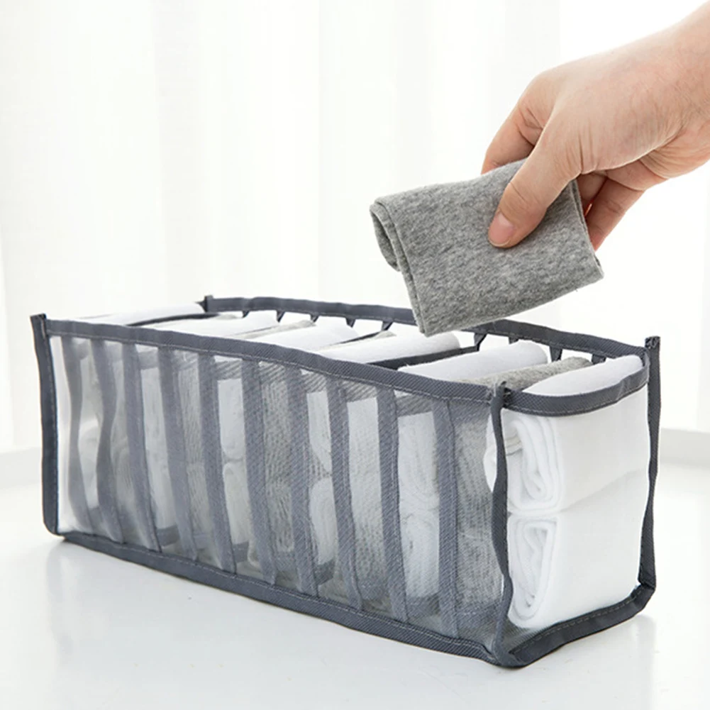 

Foldable Underwear Storage Box Nylon Divider Box Socks With 6/7/11 Compartments Bra Underpants Wardrobe Drawer Closet Organizer