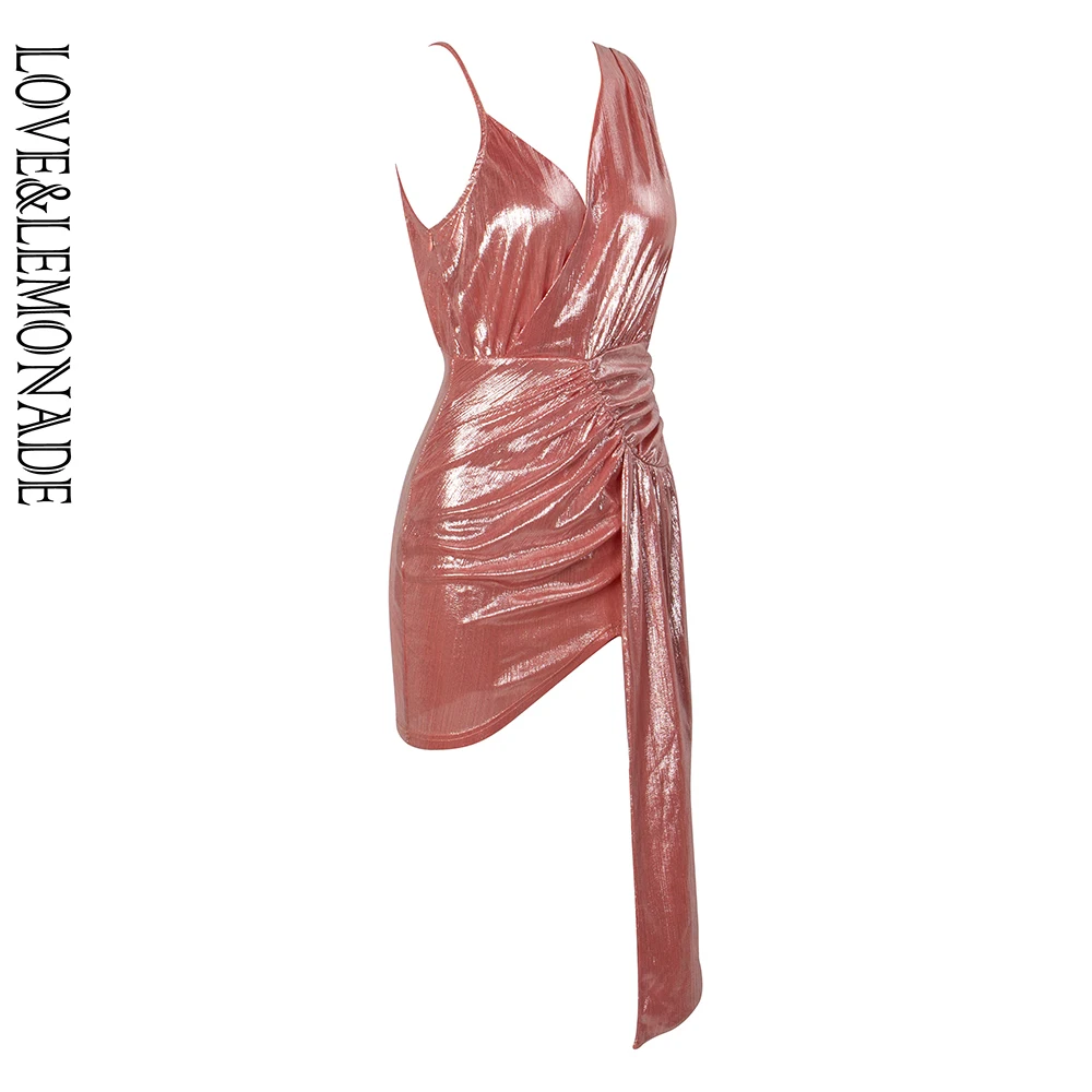 Женское вечернее платье LOVE &amp LEMONADE розовое облегающее плиссированное с