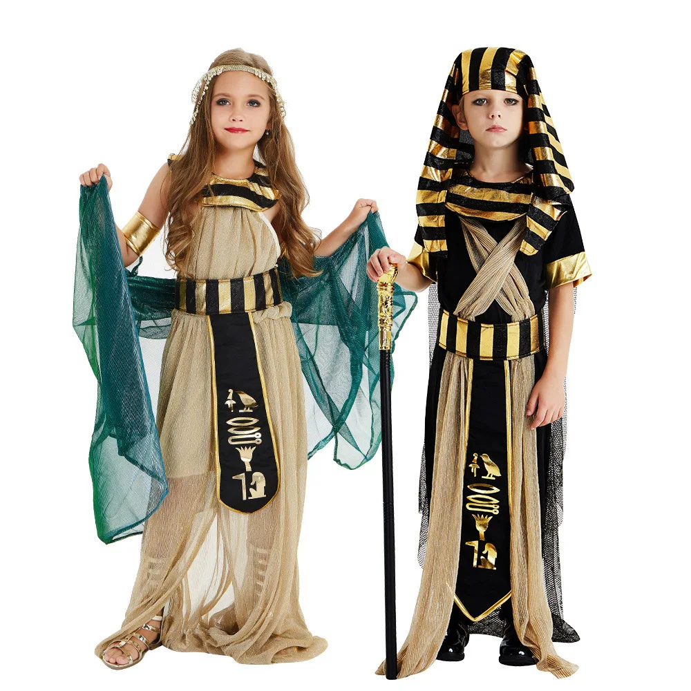

Halloween Costumes for Kids Boy Girl Ancient Egypt Egyptian Pharaoh Cleopatra Dress Cosplay Prince Princess Fancy Carnival Party