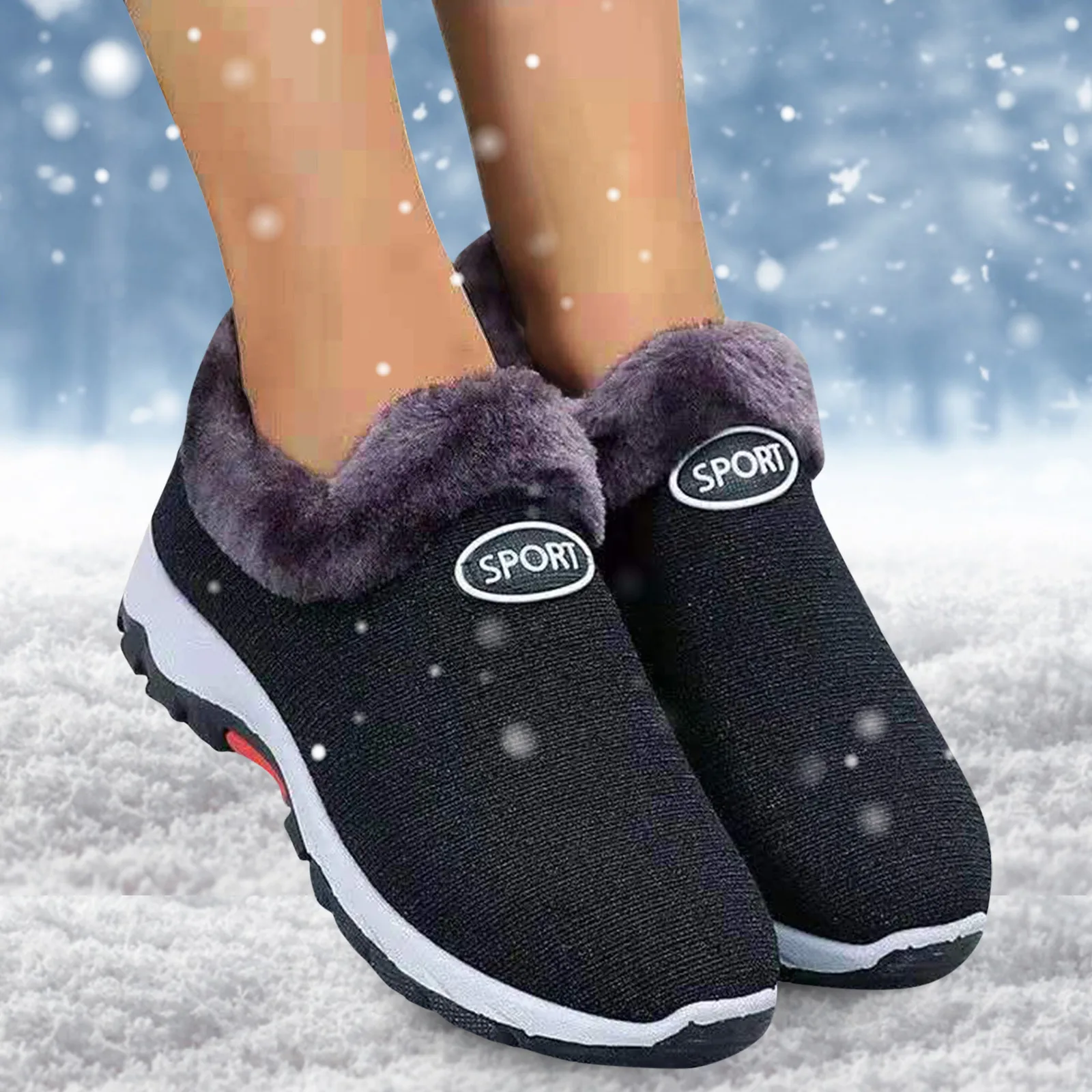 Уличные зимние теплые спортивные кроссовки Женские Повседневные Дышащие