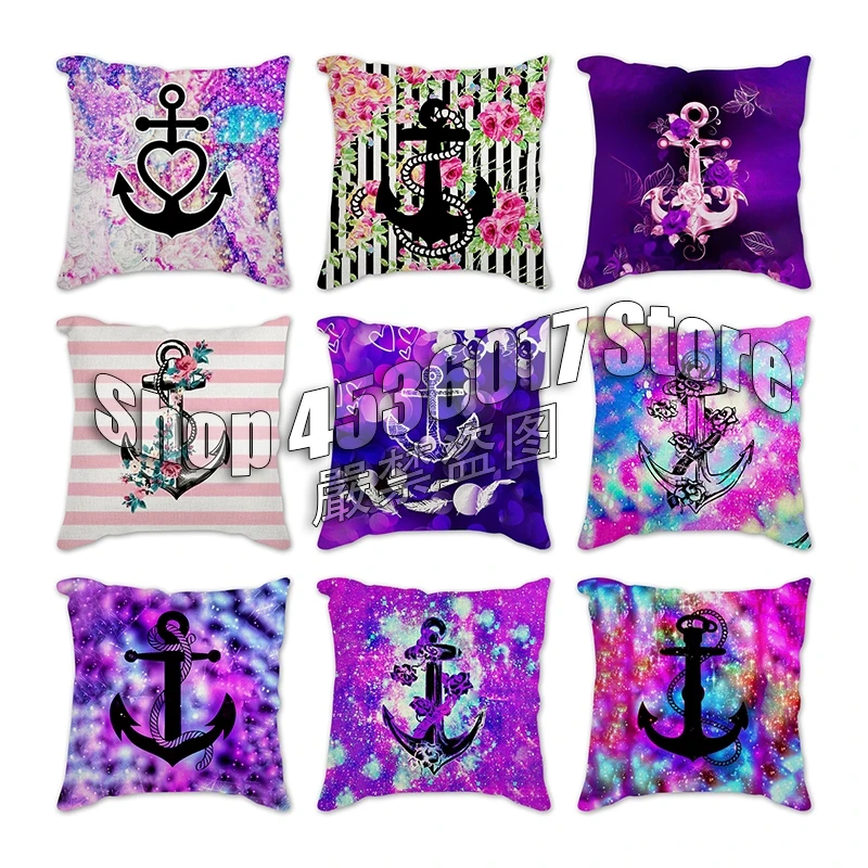 

Pillowcover Cushion Anchors rose Flowers Leaf Decorative Throw Pillow Case Warm Words Floral Pattern Love Cushion Covers case