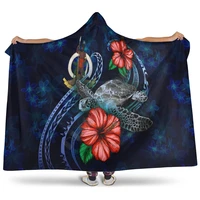 vanuatu polynesian hooded blanket blue turtle hibiscus 3d printed wearable blanket adults kids various types hooded blanket