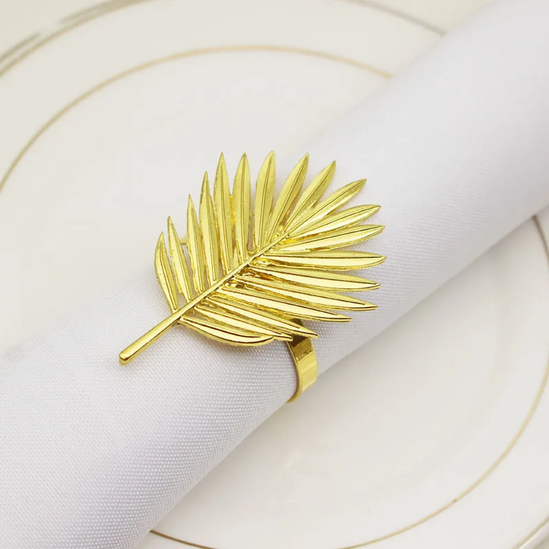 Новинка 6 шт./лот Золотое кольцо для салфеток с листьями в западном стиле пуговицы