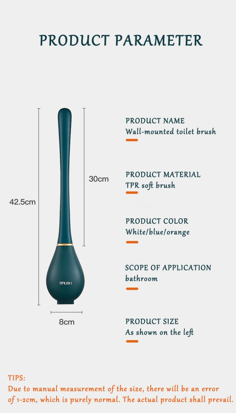 

TPR Silicone Brush Head Toilet Brush no Dead Corner Wash Toilet Brush Household Wall-mounted Creative Bathroom Cleaning