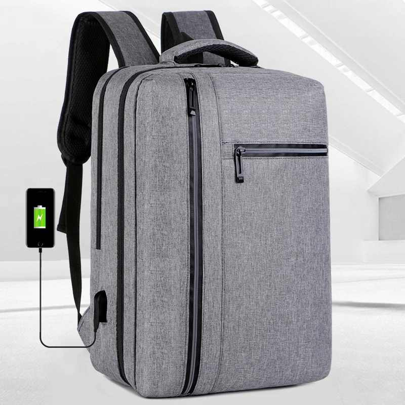 

Travel Bags Unisex Usb Charging Interface College Backpack Boy Large Capacity Laptop Reflect Light Oxford Business Men