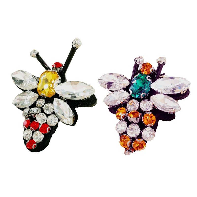 Ручная работа стразы нашивки с бисером пчелы крутая Мода пришитые на кристалл