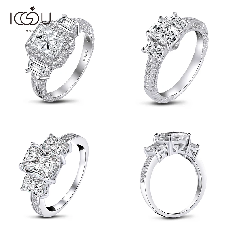 

Кольцо женское обручальное из серебра 925 пробы с 3 камнями, кольца из серебра 925 пробы, ювелирные изделия