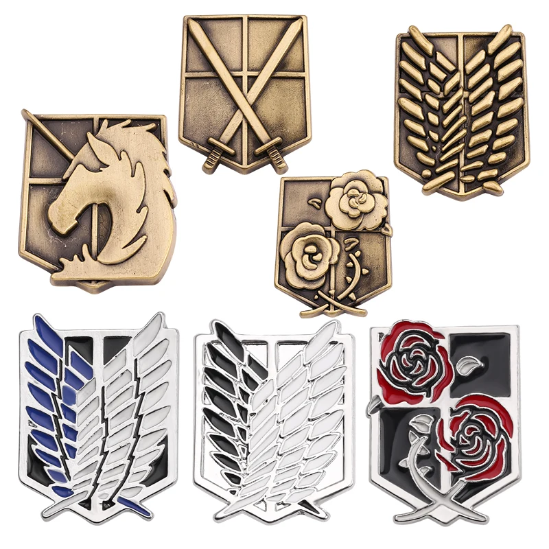 Брошь из аниме атака на Титанов эмалированная брошь с крыльями перьями цветами