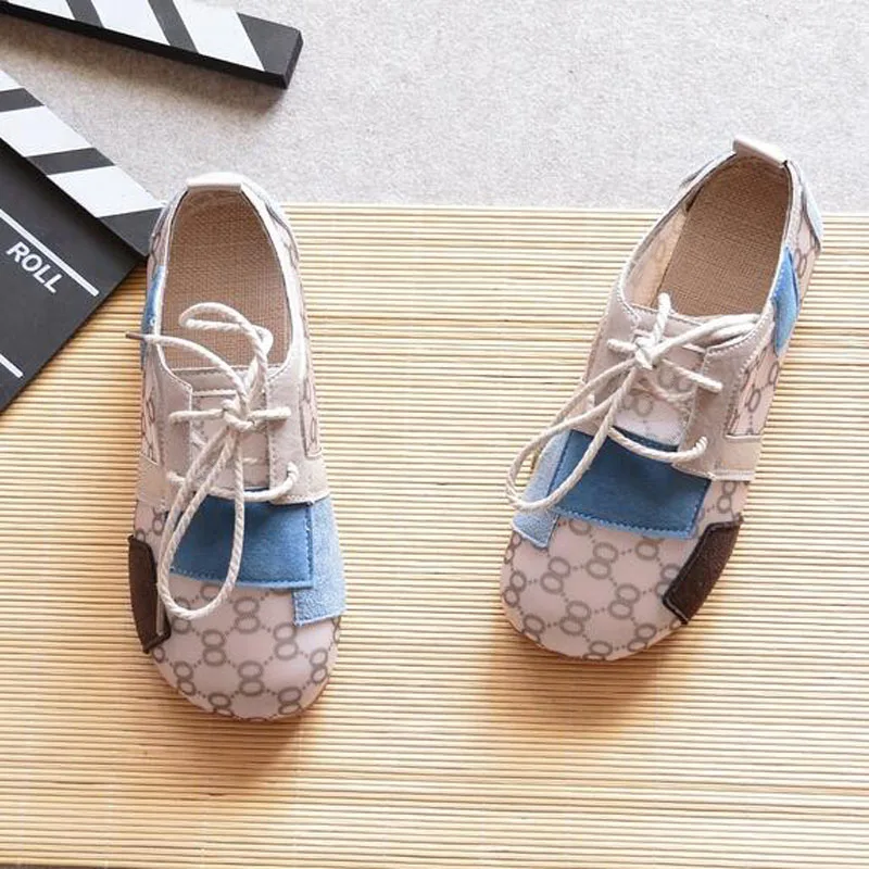 

2020 Spring Autumn Loafers Ballet Flats White Sneakers Shoes Woman Lace Up Black Beige Gray T-776