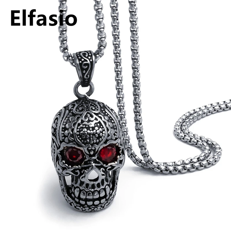 Цепочка с подвеской в виде черепа из нержавеющей стали 46 76 см|biker pendant|skull biker