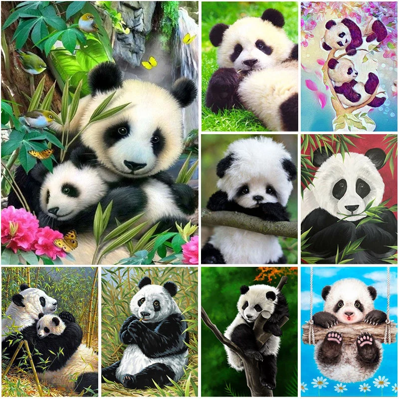 

DIY 5D Panda Child Diamond Embroidery Painting Full Round & Square Drills Cross Stitch Kits Mosaic Art Crystal Craft Decor
