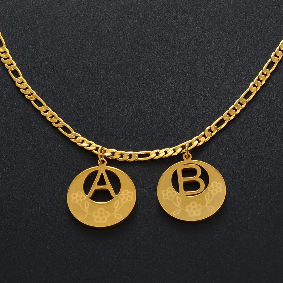 

Anniyo Personalized Alphabet Necklace 2 Letter Pendant Mother Customize Initial Jewelry Custom Hawaiian Wedding Gifts #140921