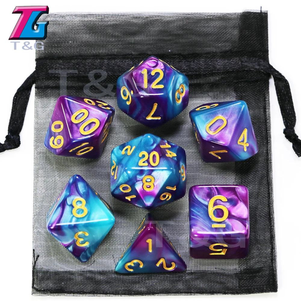 9 цветов микс игральные кости с мешком DND RPG портативные игрушки для взрослых детей пластиковые кубики специальный подарок подземелья драконы
