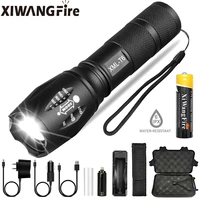portable powerful led lamp xml t6 flashlight linterna torch uses 18650 chargeable battery outdoor camping tactics flash light