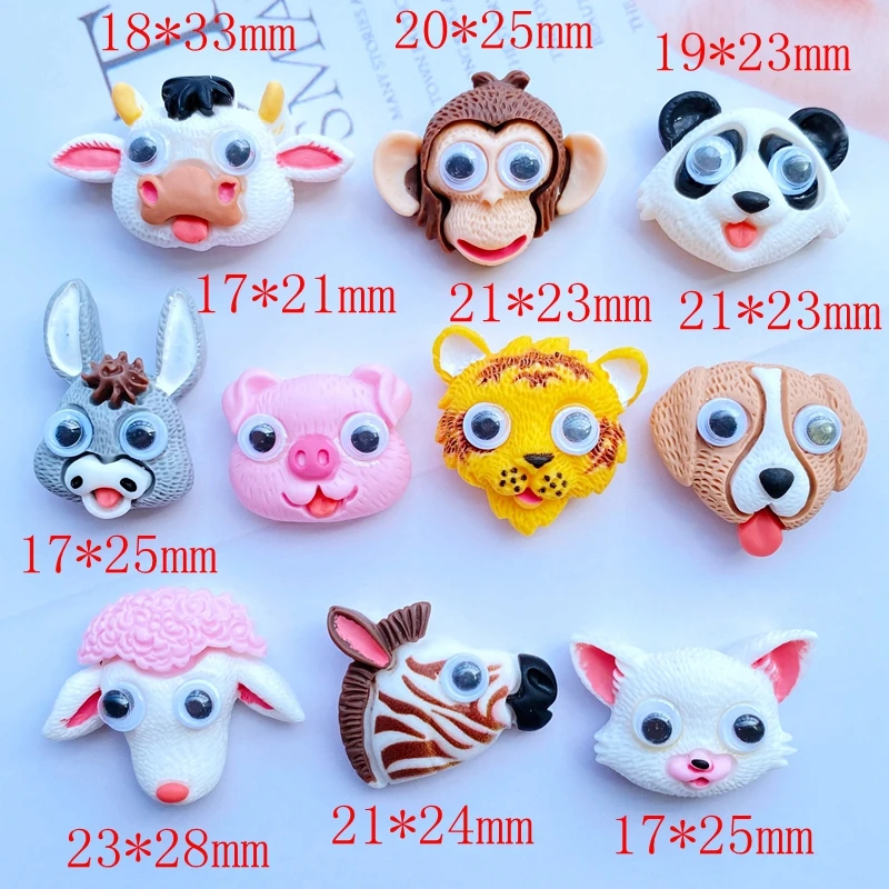 10 шт. милые смешанные подвижные глаза Мультяшные Животные Смола Кабошоны для