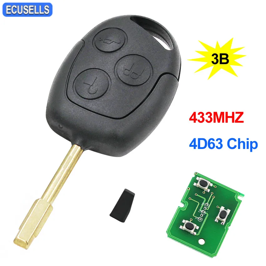 3 кнопки дистанционного управления автомобильный смарт ключ брелок 433 МГц 4D63 чип