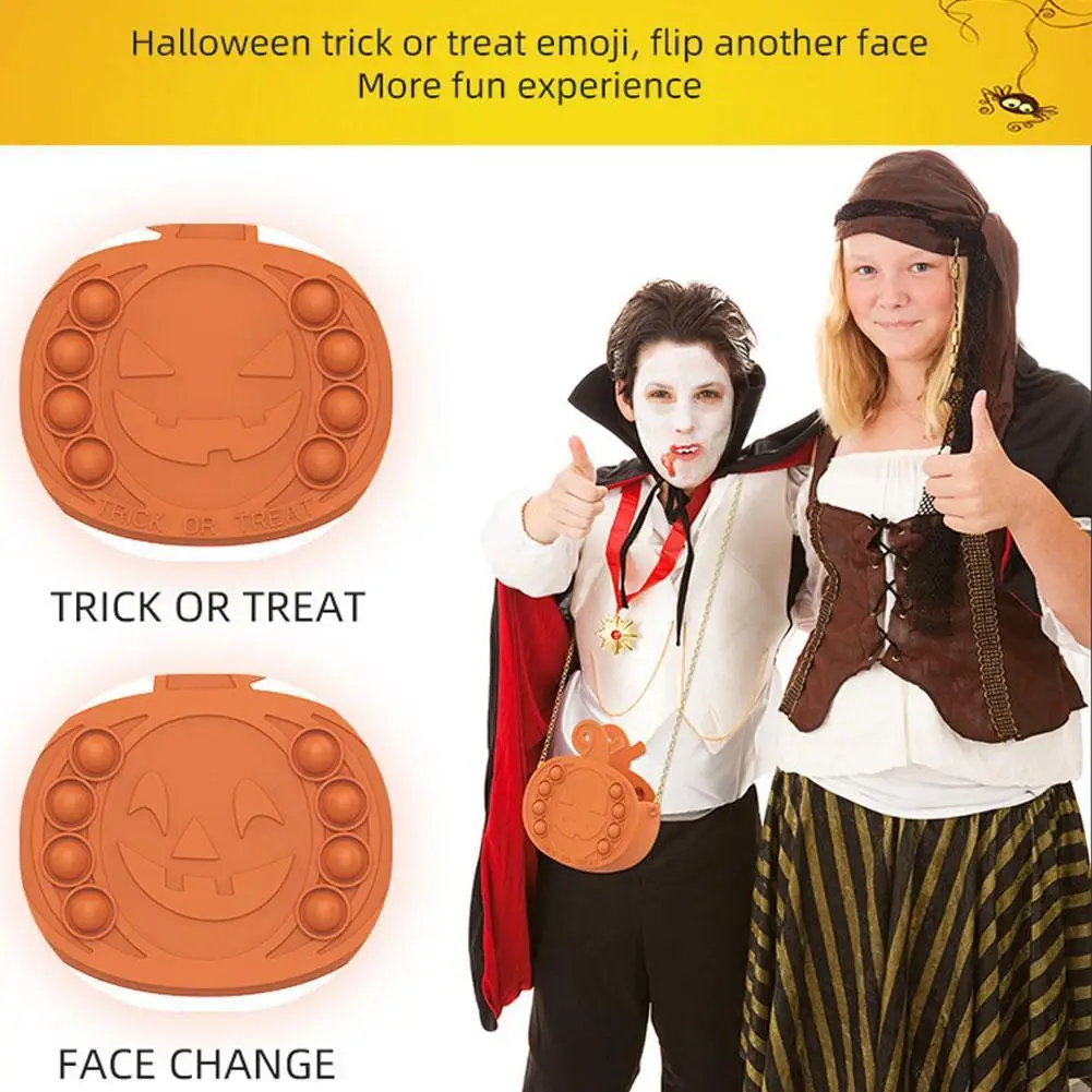 

Pumpkin Handbag Fidget Toys Halloween Push Bubble Squeeze Toy Bag Silicone Antistress Stress Relief Gift For Kids Candy Bag