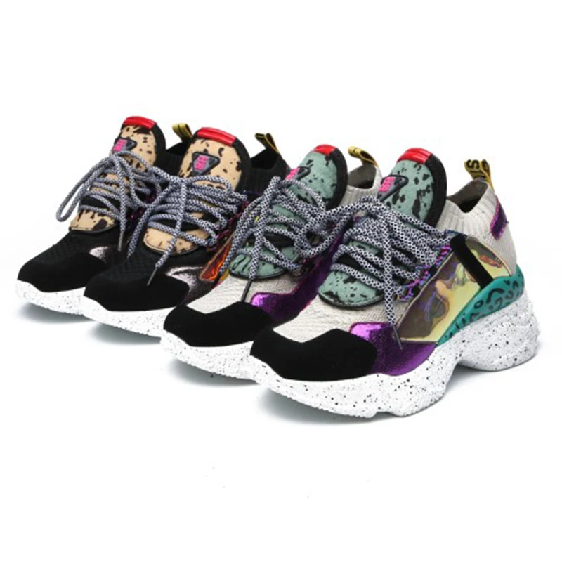 Весенние женские кроссовки на платформе с закругленным носком цвета шампанского