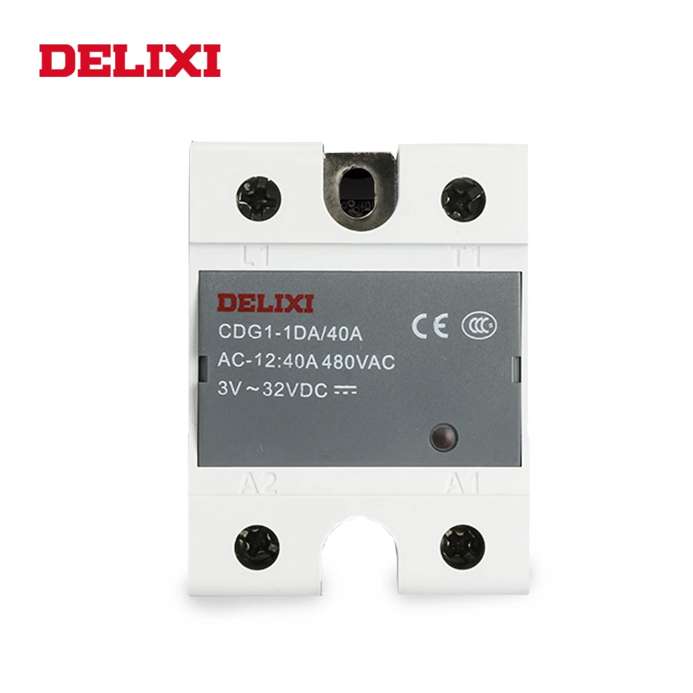 Твердотельное реле DELIXI CDG1 SSR-10DA 15DA 25DA 40DA 60DA 3-32 В постоянного тока до 24-480 В переменного тока SSR Однофазное управление постоянным током без контактов