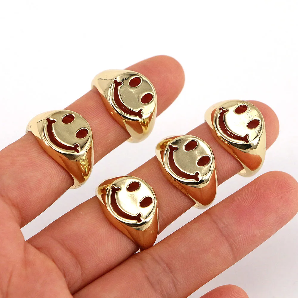 

5PCS, New Style Gold Color Rings for Women Smiley Finger Ring Party Jewelry Gifts