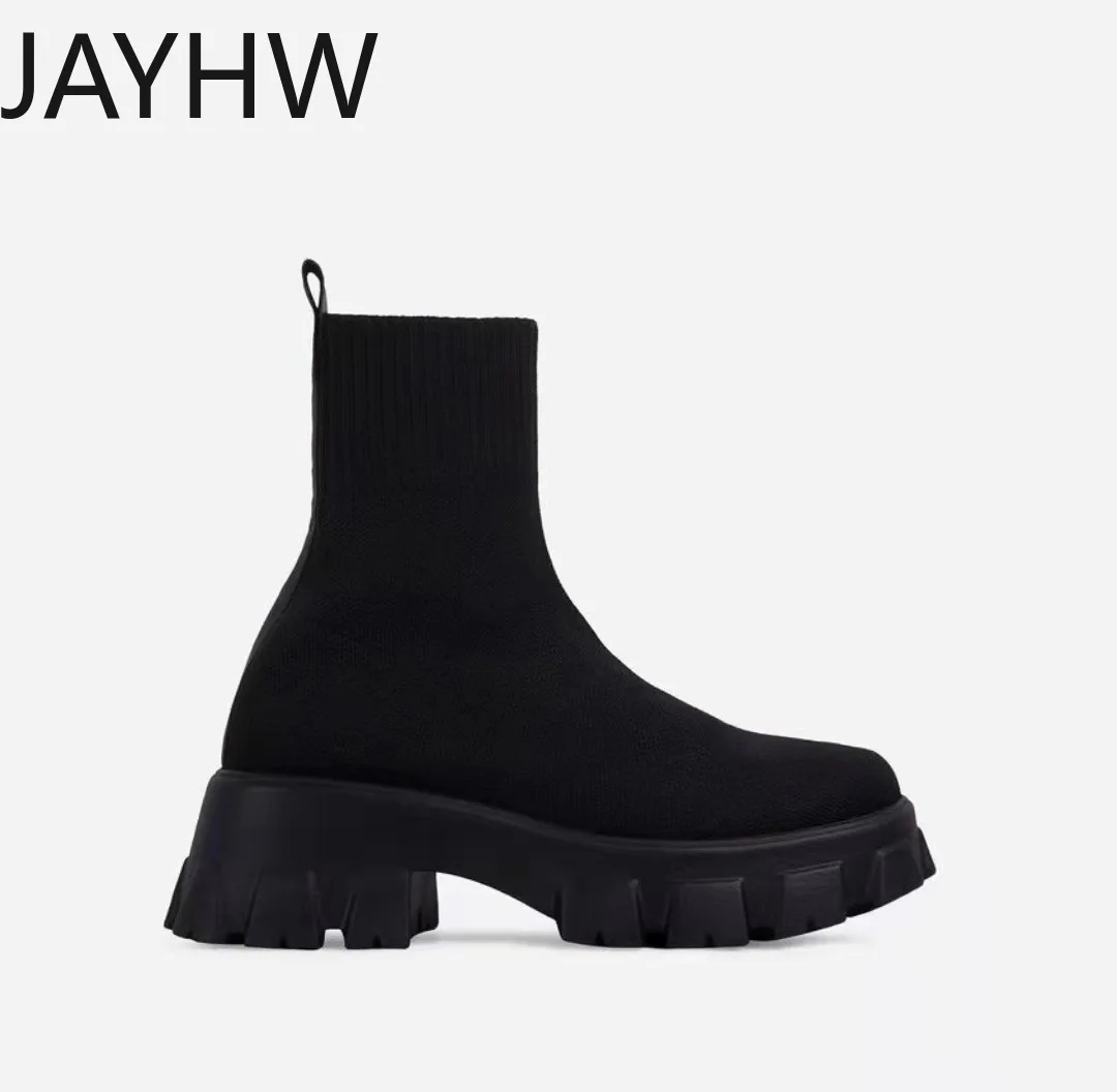 

JAYHW New Style Women's Socks and Boots Flying Knit Socks, Thick-soled High State Casual Sports Shoes Large Size Women's Boots