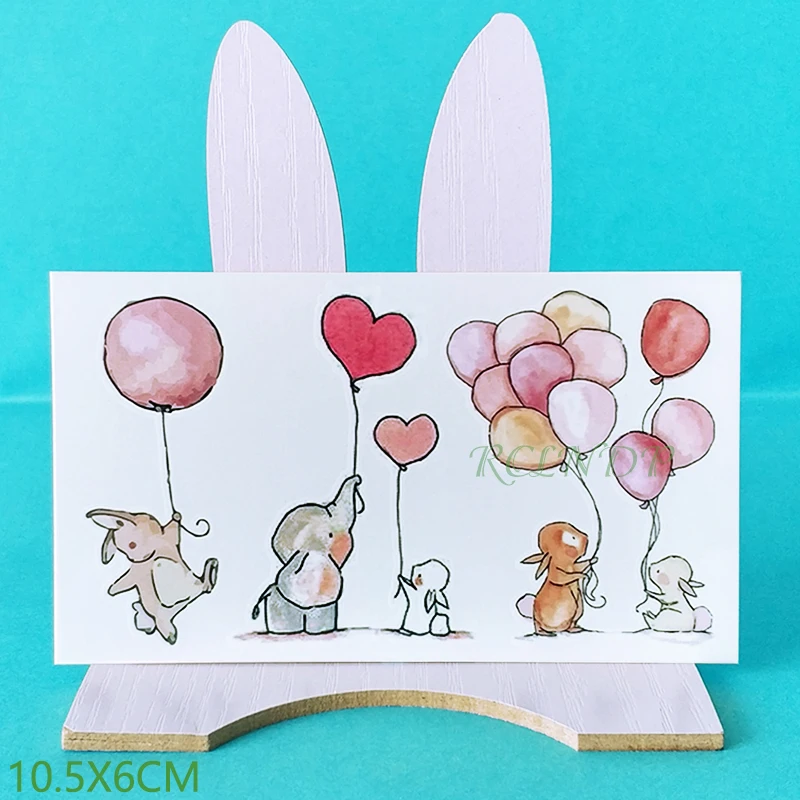 Водостойкая Временная тату наклейка Слон Кролик Воздушный Шар флэш поддельные