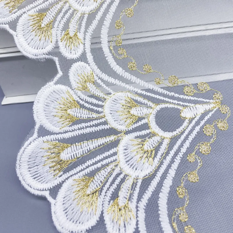 1 ярд вышивка Золотая кружевная ткань 18 см широкая стандартная отделка ленты и