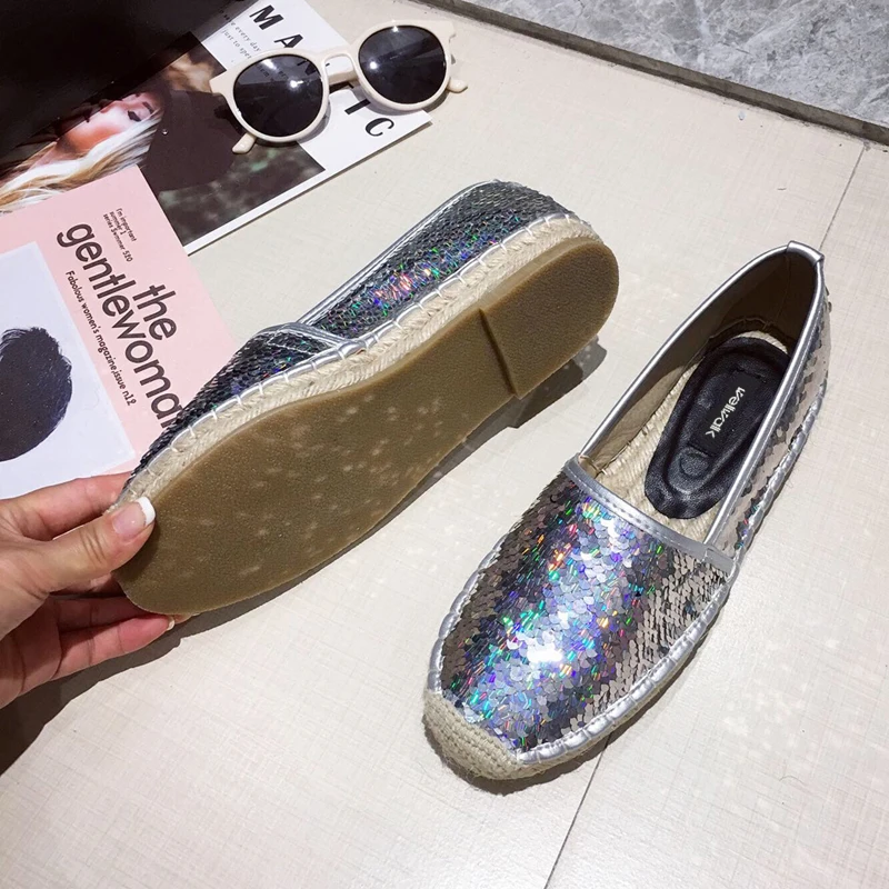 Женские эспадрильи обувь из пеньковой ткани слипоны на плоской подошве дышащая с