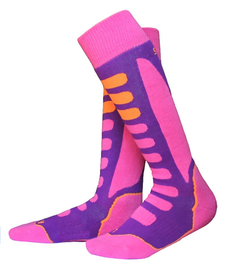 Pink EU35-38 Утолщенные зимние катания на коньках длинные Лыжные носки чулки Защита ног теплые спортивные носки для Дети Девочки Мальчик Дети - Цвет: Pink EU35-38