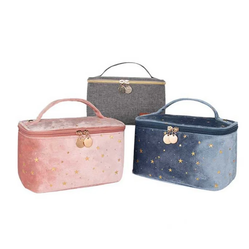 

With Gold Stars Cosmetic Bag Travel Women Washing Organize Storage Hand-held Portable Multifunctional