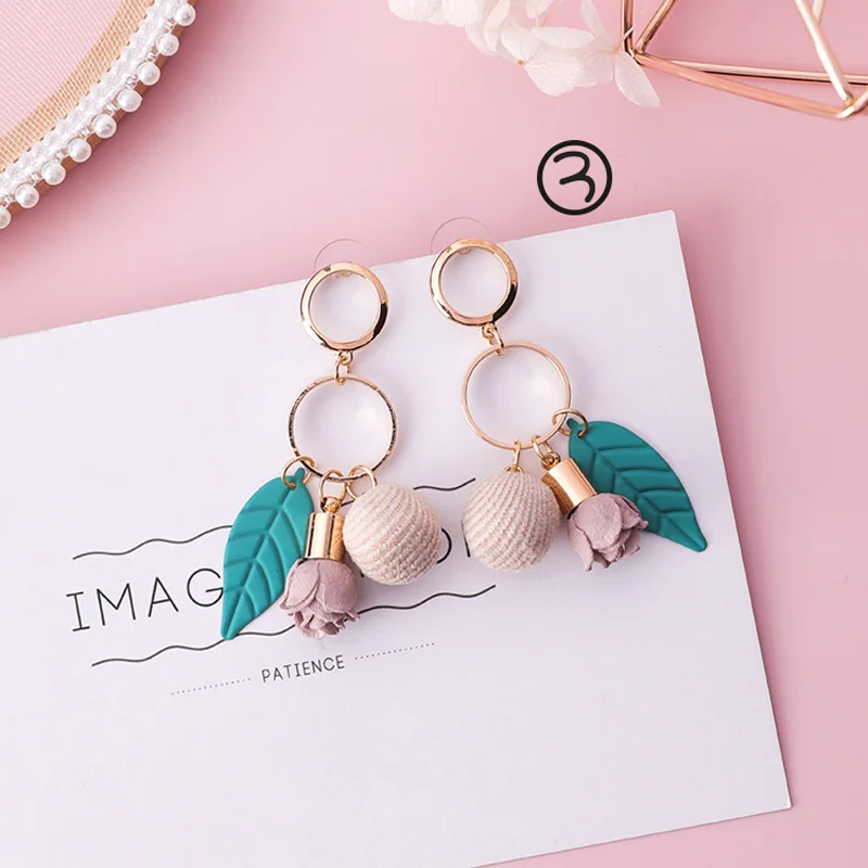 Милые акриловые серьги с розовыми цветами для женщин висячие подвески летняя