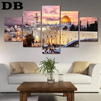 5 pieces of fashionable modern high definition printing oil painting islamic architecture poster art living room home decoration