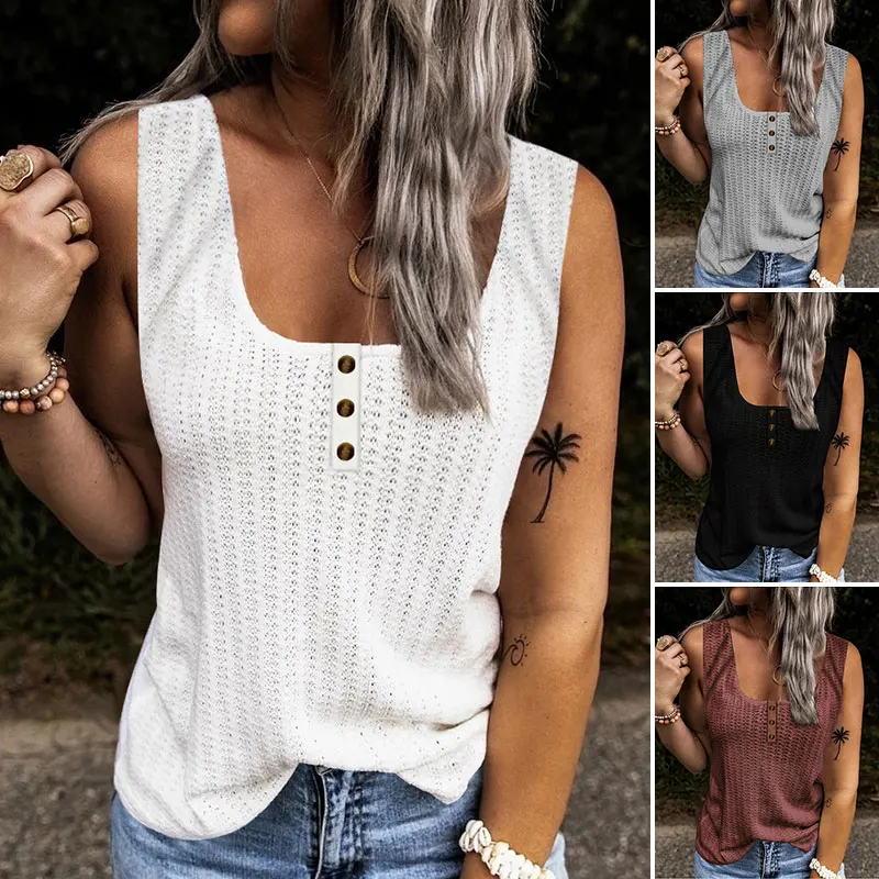 

Summer Vest Fo Women Sleeveless T Shirt Square Collar Cotton Blended Sexy Basic Camisole Tops Casual Streetwear 2021 New Arrival
