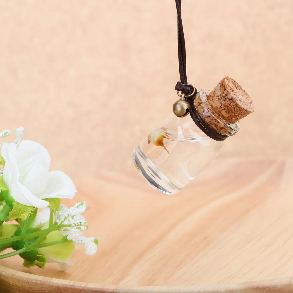 

Car Perfume Bottle for Essential Oils Air Freshener Car Ornament Empty Hanging Bottle Auto Rearview Mirror Pendant with Flower