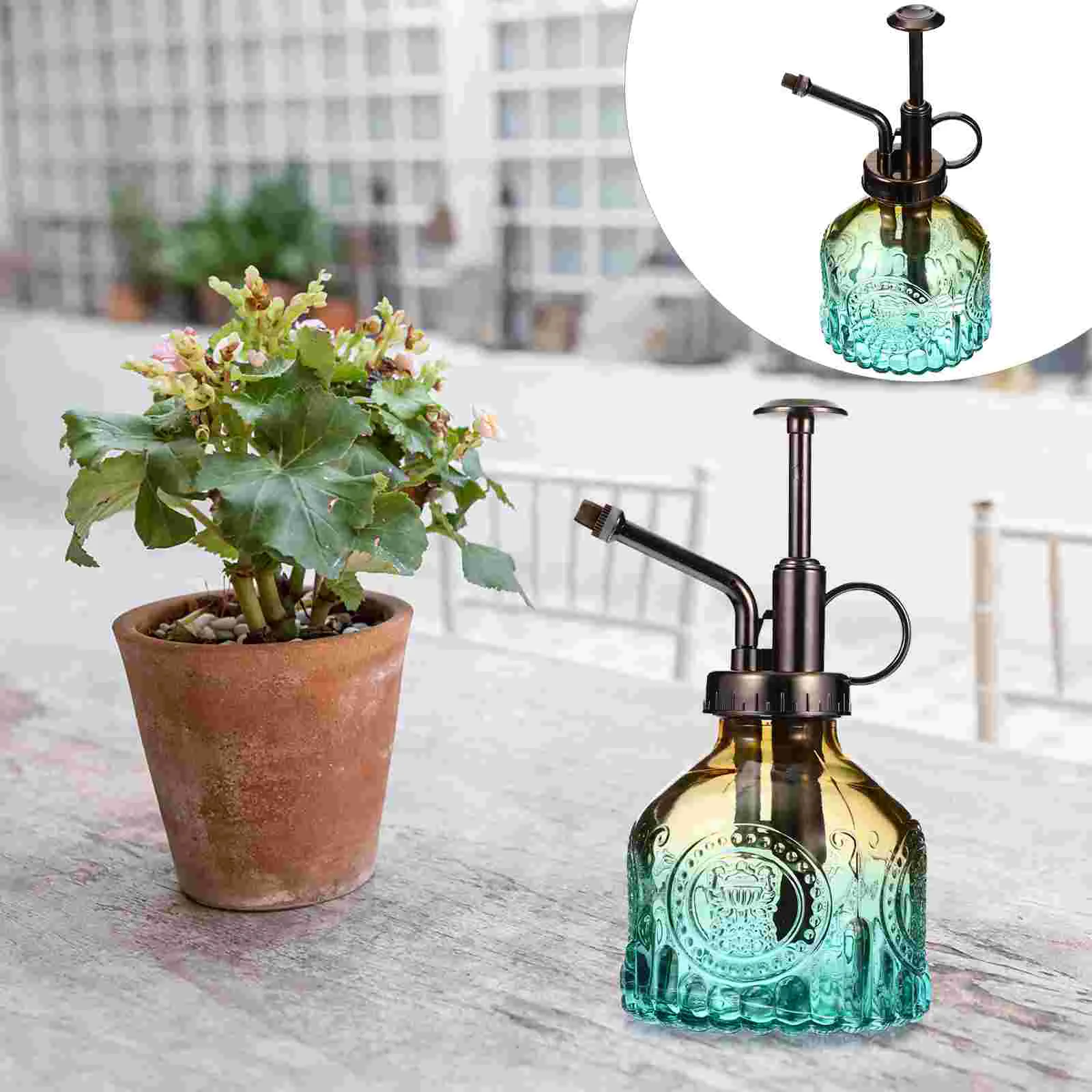 

1 шт. Ретро рельефный Европейский стиль поливочная банка стеклянный распылитель воды для растений